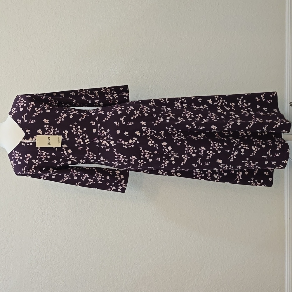 NWT Pact Organic Sustainable Cotton Fit & Flare Floral  Midi Dress Sz M - Picture 7 of 9